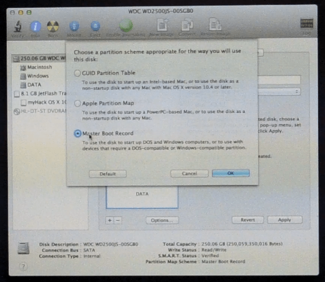 Mac Installation Partition Screen