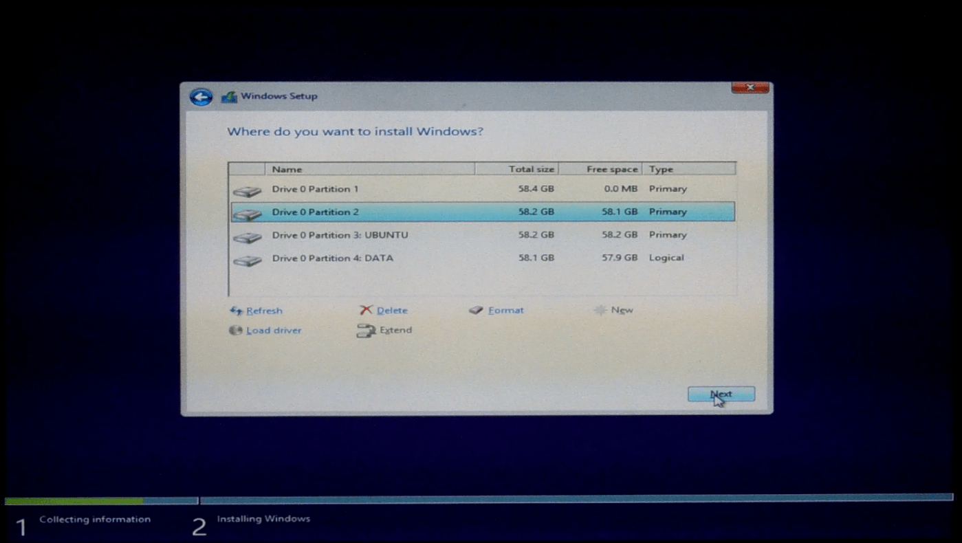Windows Disk Selection
