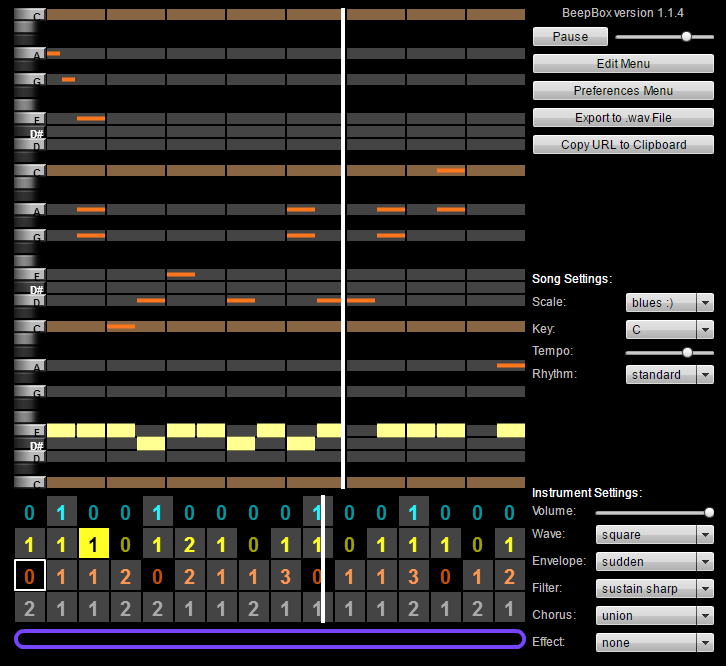 Music composing in BeepBox